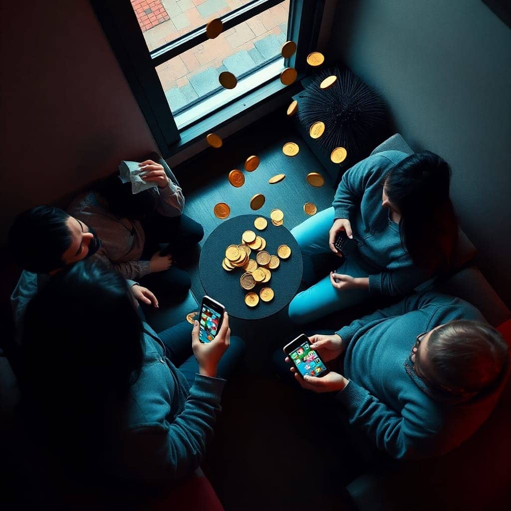 Image of a group of people sitting together and playing a casino game.